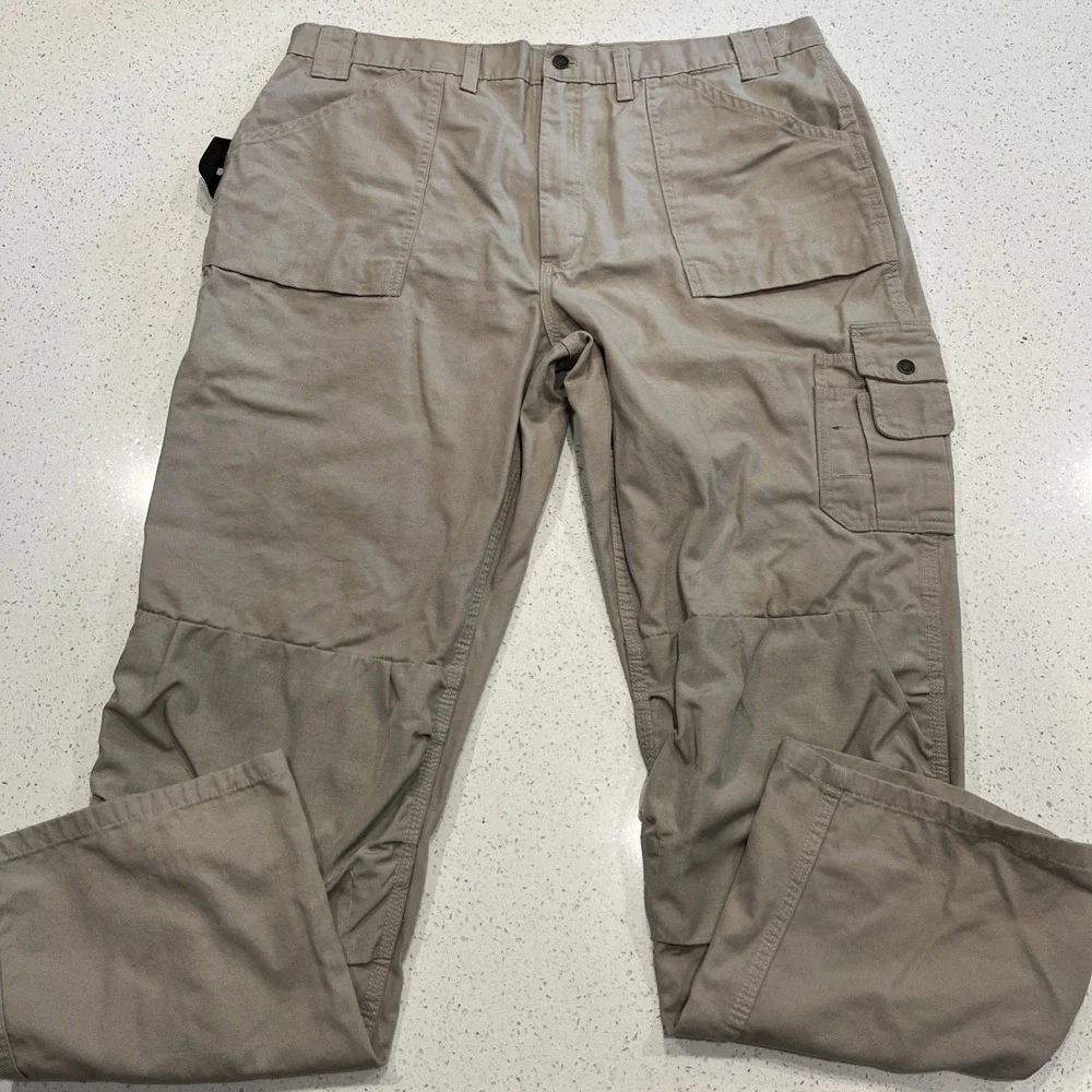 Blaklader Carpenter Pants Mens 42x32 Beige Canvas Workwear Utility Pockets Knee